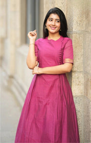Antra Handloom Kurta Set (Dress) in Magenta
