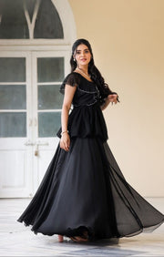 Celestial Indo Western in Black