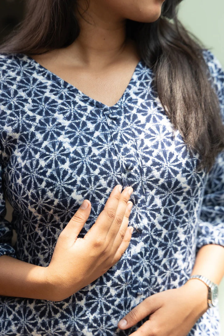 Richa Indigo Shibori Midi Dress
