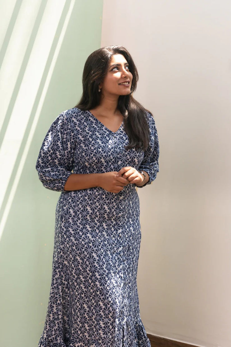 Richa Indigo Shibori Midi Dress
