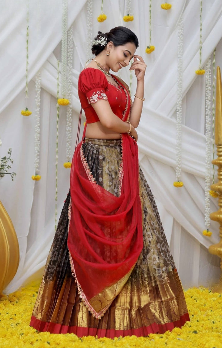 Ganga Banarasi Lehenga Set in Copper