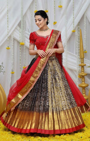 Ganga Banarasi Lehenga Set in Copper