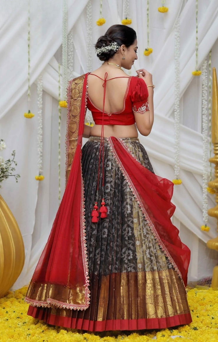 Ganga Banarasi Lehenga Set in Copper