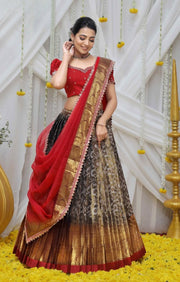 Ganga Banarasi Lehenga Set in Copper