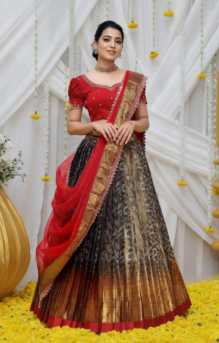 Ganga Banarasi Lehenga Set in Copper