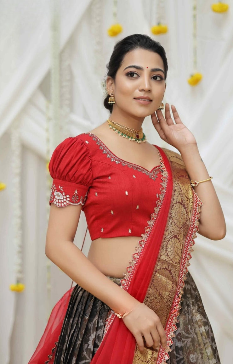 Ganga Banarasi Lehenga Set in Copper