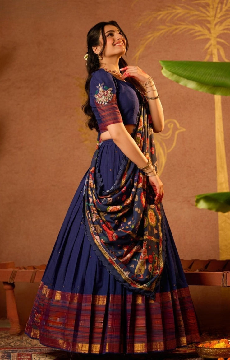 Mrigmallika Lehenga Set in Blue