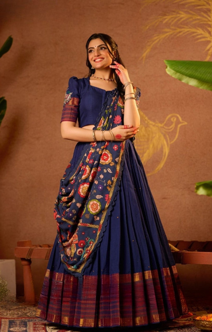 Mrigmallika Lehenga Set in Blue