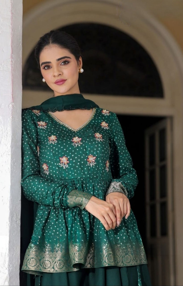 Sanika Indo-Western in Deep Green