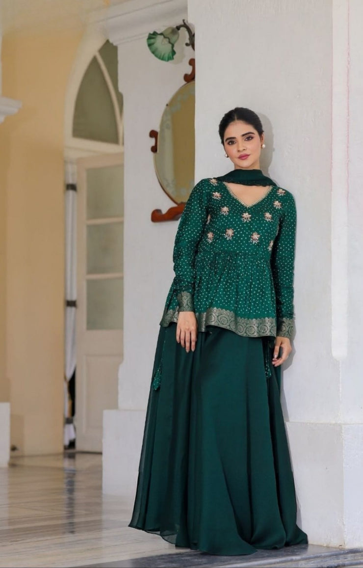 Sanika Indo-Western in Deep Green
