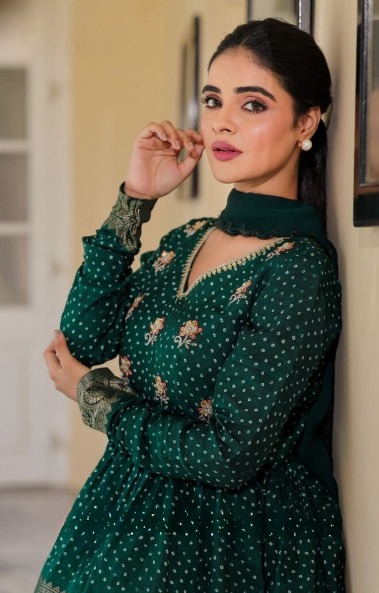 Sanika Indo-Western in Deep Green
