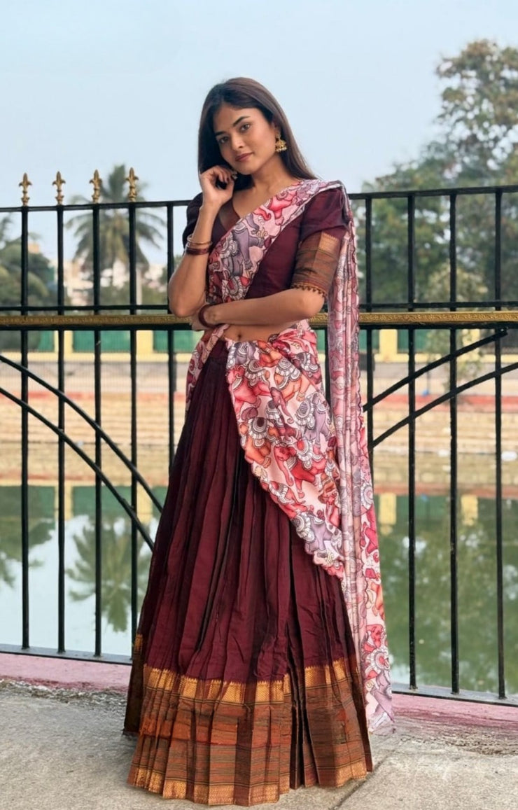 Saumya Handloom Lehenga Set in Maroon