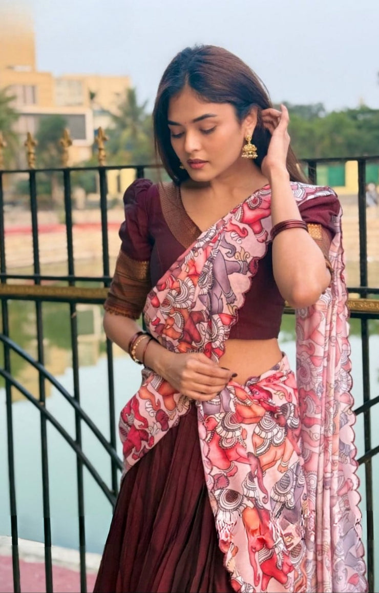 Saumya Handloom Lehenga Set in Maroon