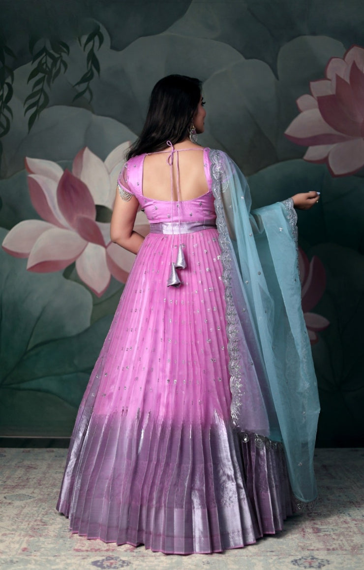 Siddhi Organza Anarkali (Dress) in Pink