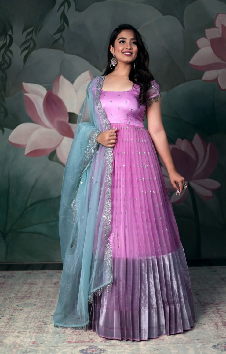 Siddhi Organza Anarkali (Dress) in Pink
