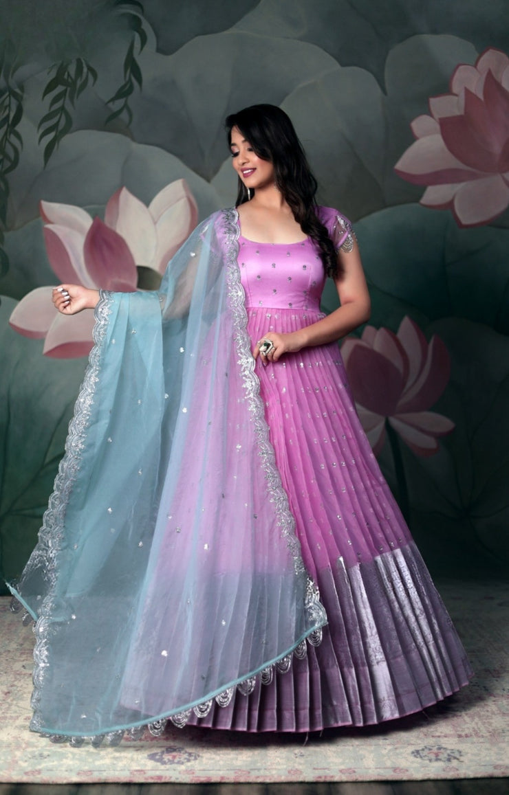 Siddhi Organza Anarkali (Dress) in Pink