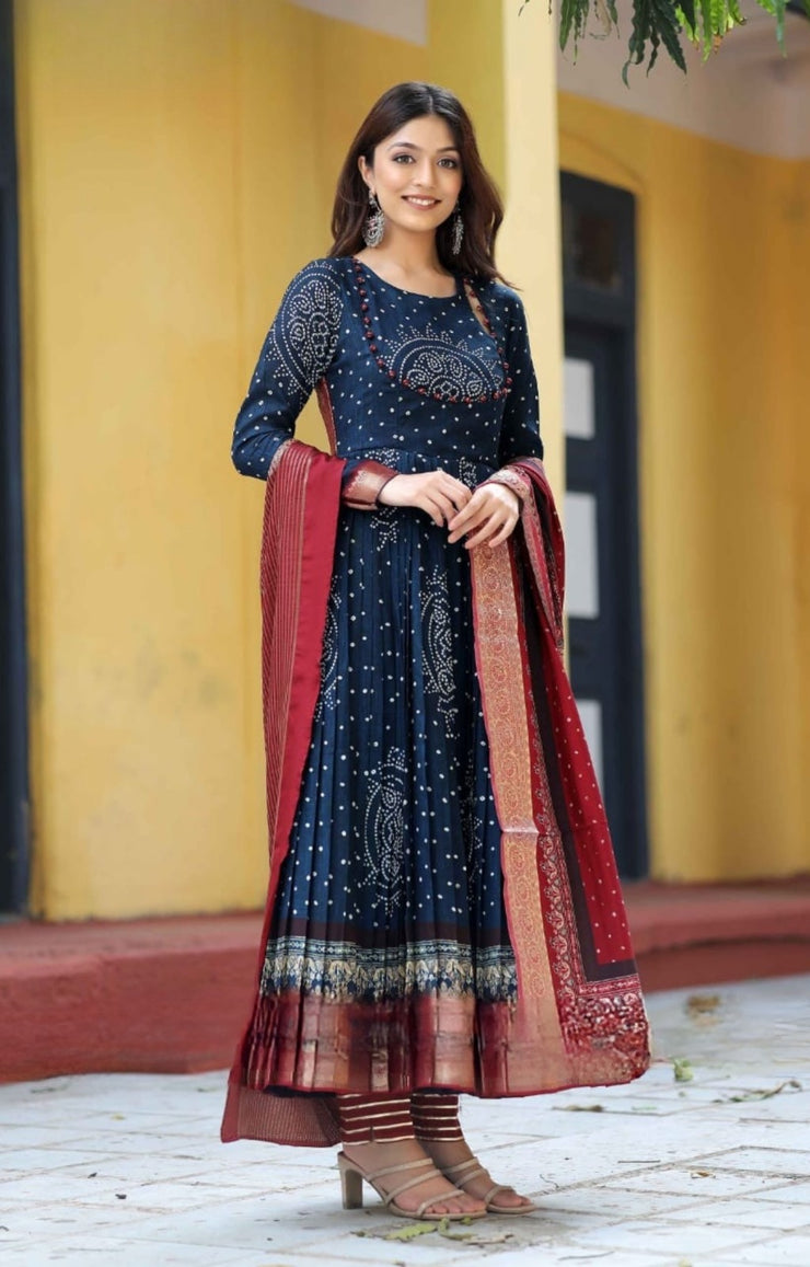 Shayla Bandhni Anarkali Set