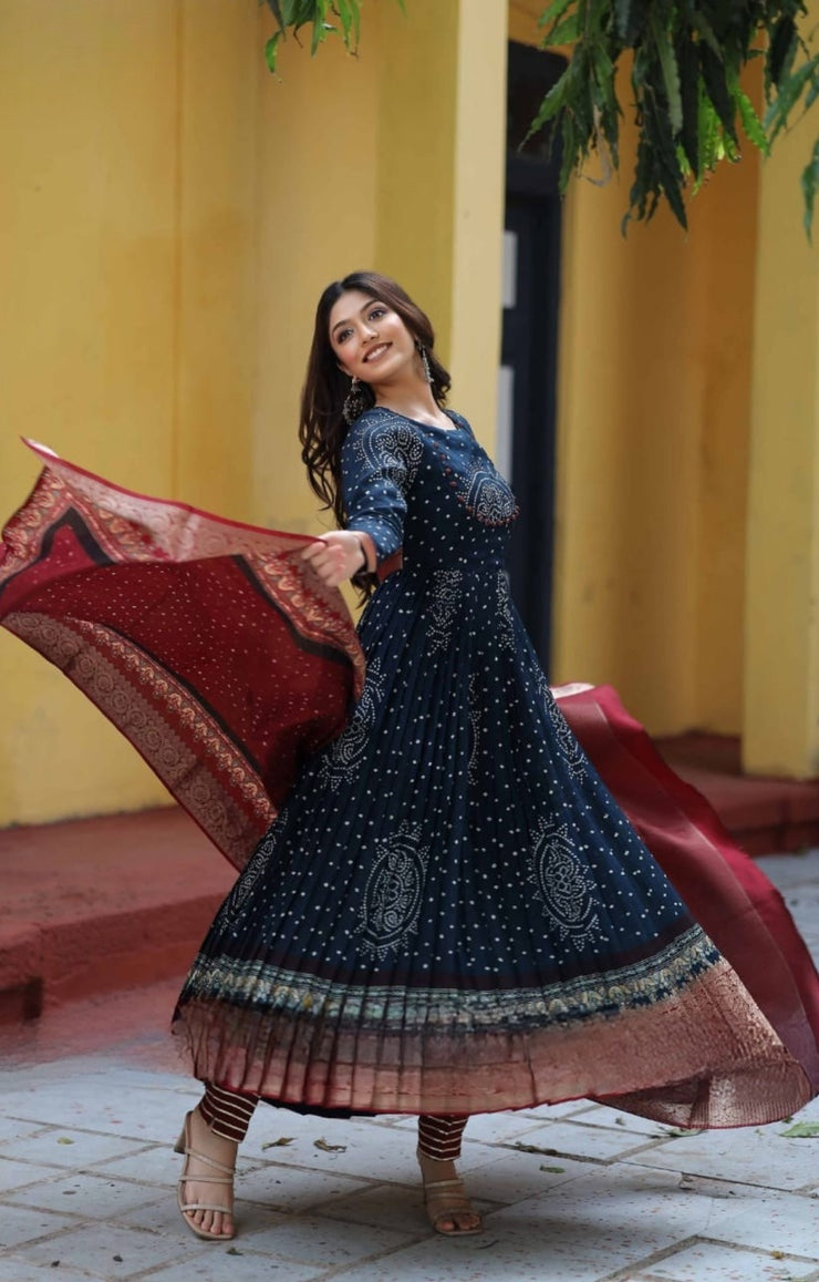 Shayla Bandhni Anarkali Set