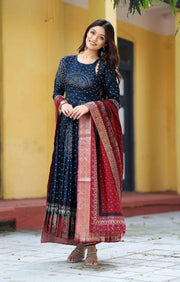 Shayla Bandhni Anarkali Set