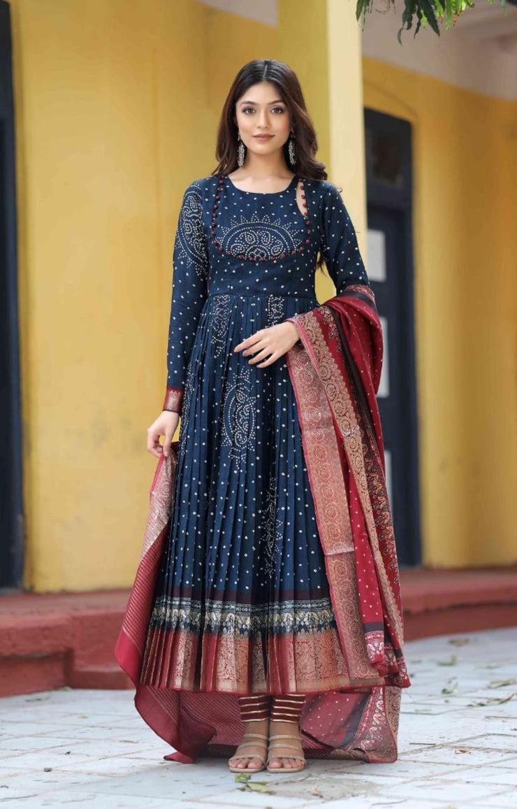 Shayla Bandhni Anarkali Set
