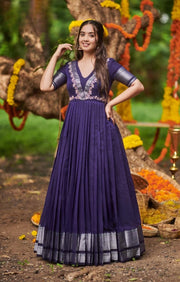 Apeksha Handloom Dress In Blue