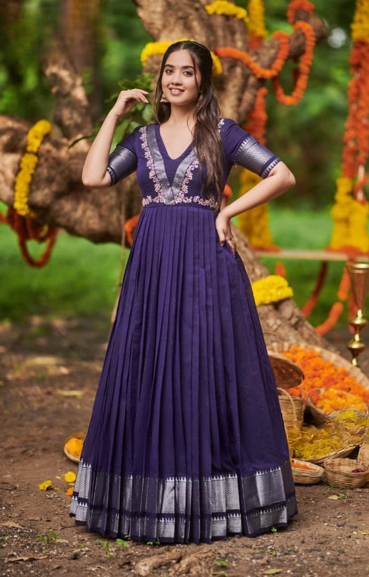 Apeksha Handloom Dress In Blue