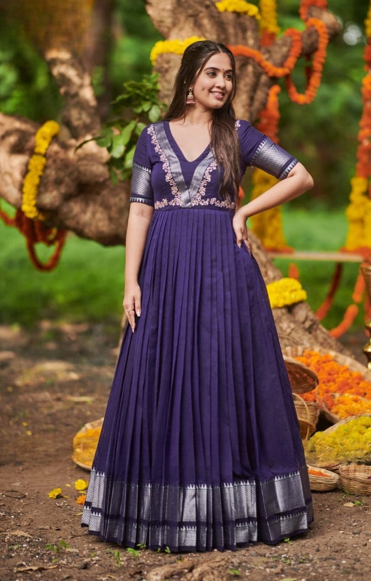 Apeksha Handloom Dress In Blue