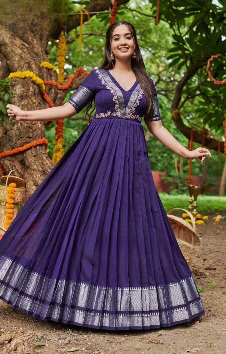 Apeksha Handloom Dress In Blue