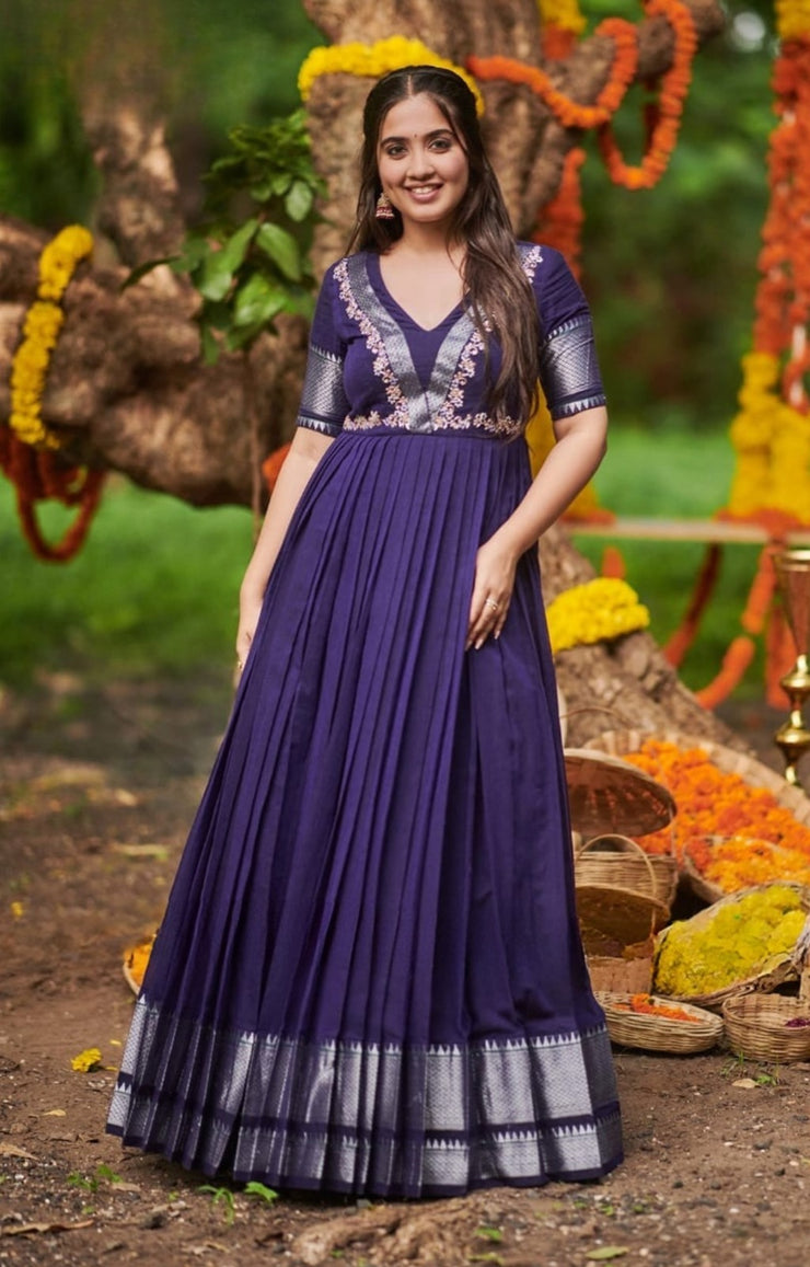 Apeksha Handloom Dress In Blue