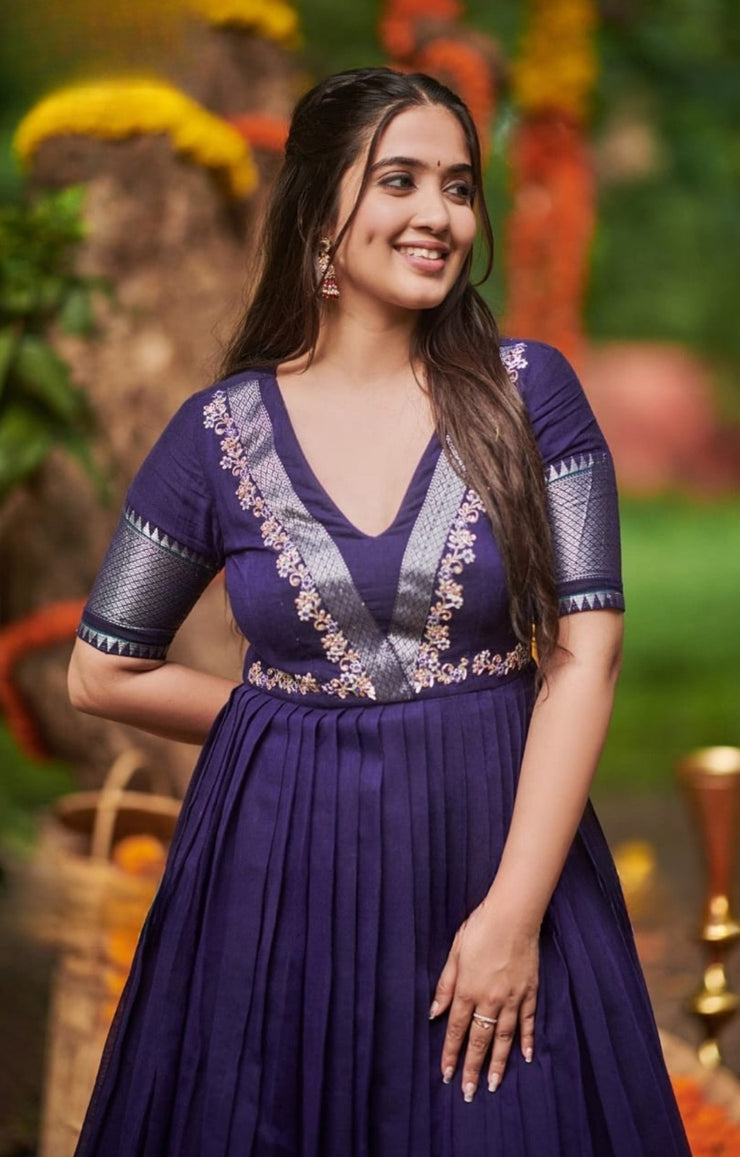 Apeksha Handloom Dress In Blue