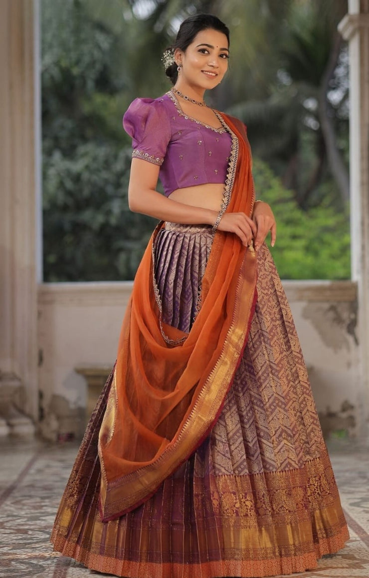 Kotarani Half Saree Set In Lavender
