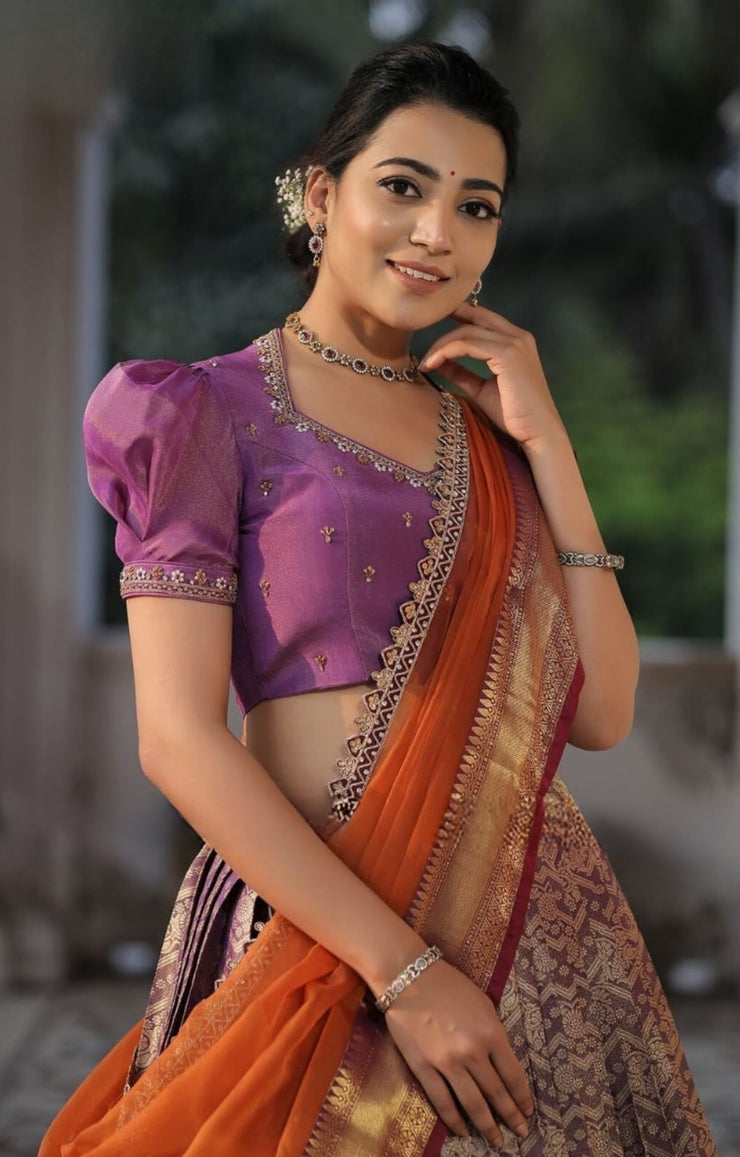 Kotarani Half Saree Set In Lavender