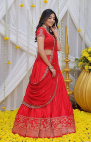 Maharani Half Saree Set in Red