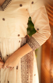 Ivana Kota Doria Kurta Set (Dress) in Vanilla