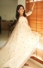 Ivana Kota Doria Kurta Set (Dress) in Vanilla