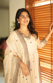 Ivana Kota Doria Kurta Set (Dress) in Vanilla