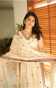 Ivana Kota Doria Kurta Set (Dress) in Vanilla