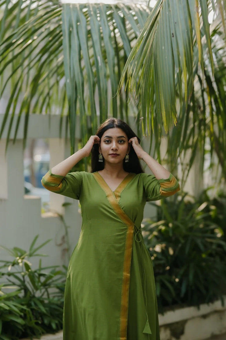 Sahana Green Mangalagiri Kurta Set