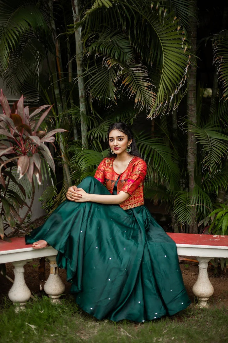 Deepali red and green dress