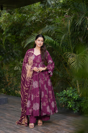 Maaya Scarlet Rayon Suit Set