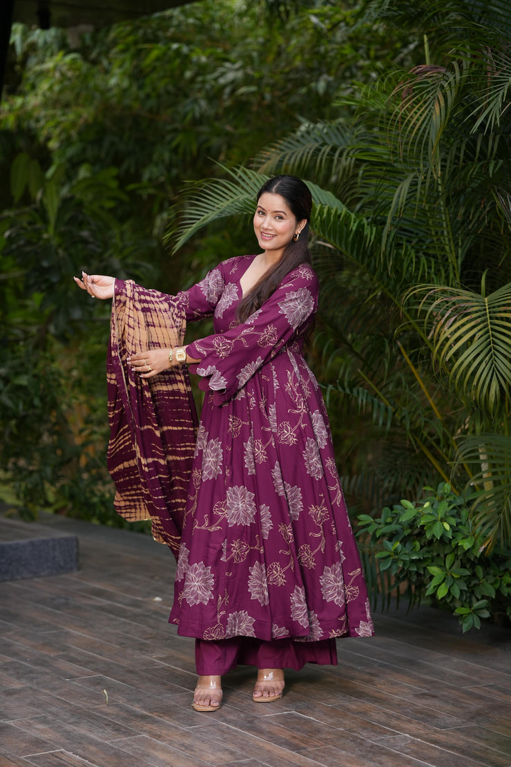 Maaya Scarlet Rayon Suit Set