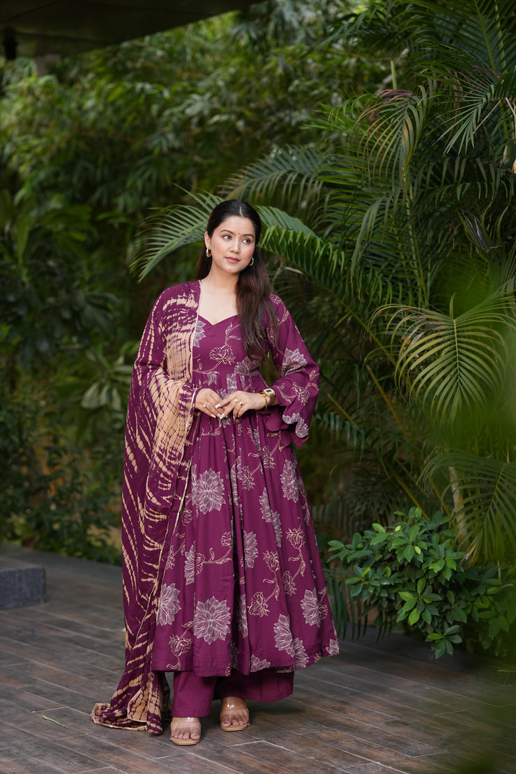 Maaya Scarlet Rayon Suit Set