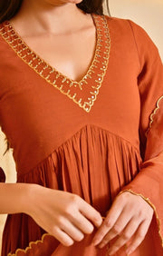 Resham Rustika Kurta Brown Set