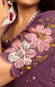 Zaribaag Pan Kalamkari Kurta Set In Dark Onion