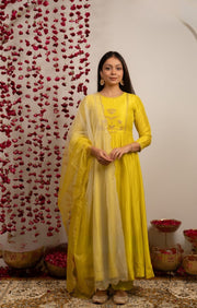 Gul Aangan Anarkali Set Yellow
