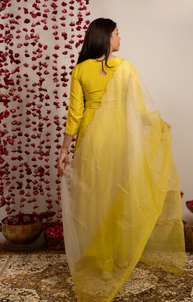 Gul Aangan Anarkali Set Yellow