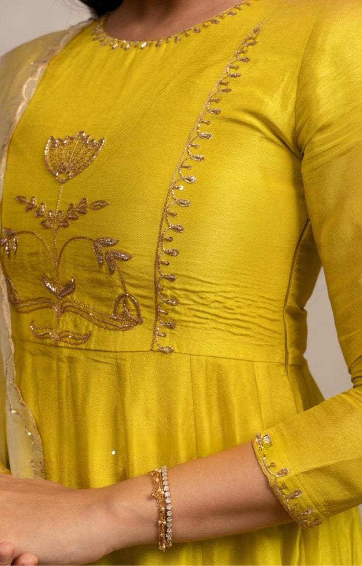 Gul Aangan Anarkali Set Yellow