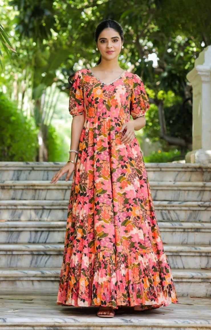 Gulmohar Maxi in Peach