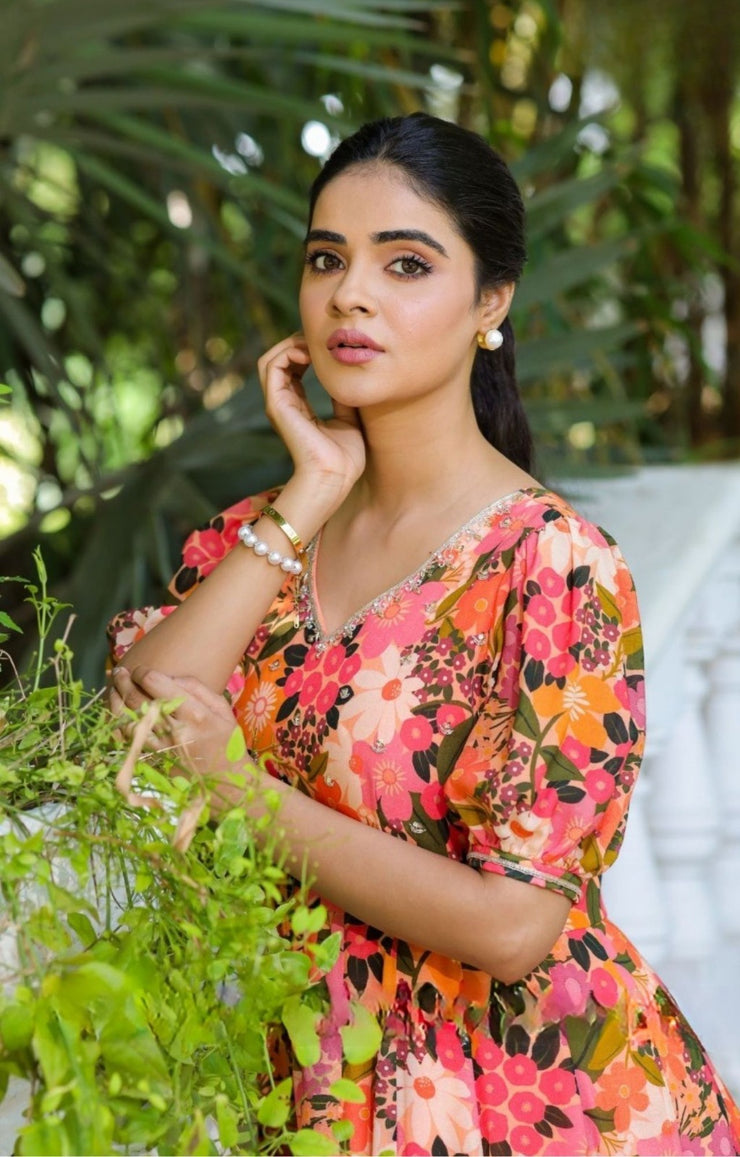 Gulmohar Maxi in Peach