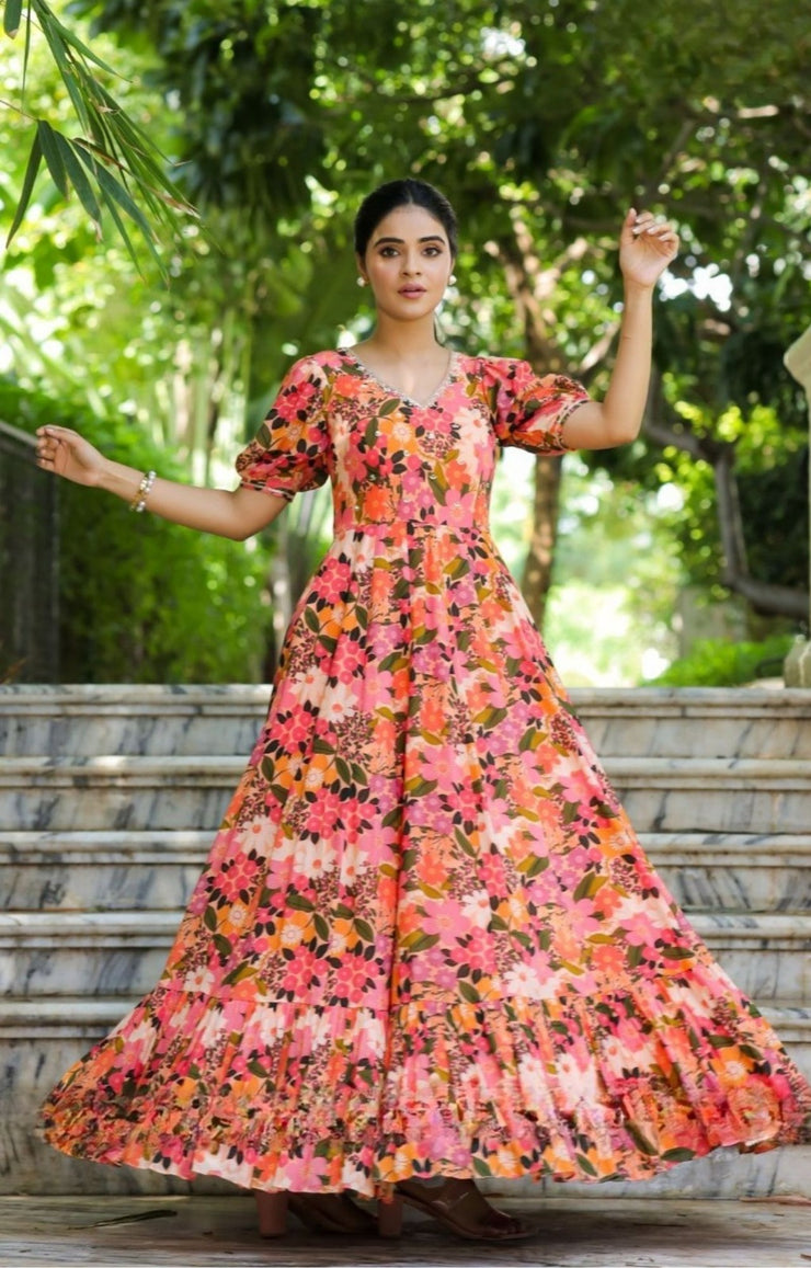 Gulmohar Maxi in Peach